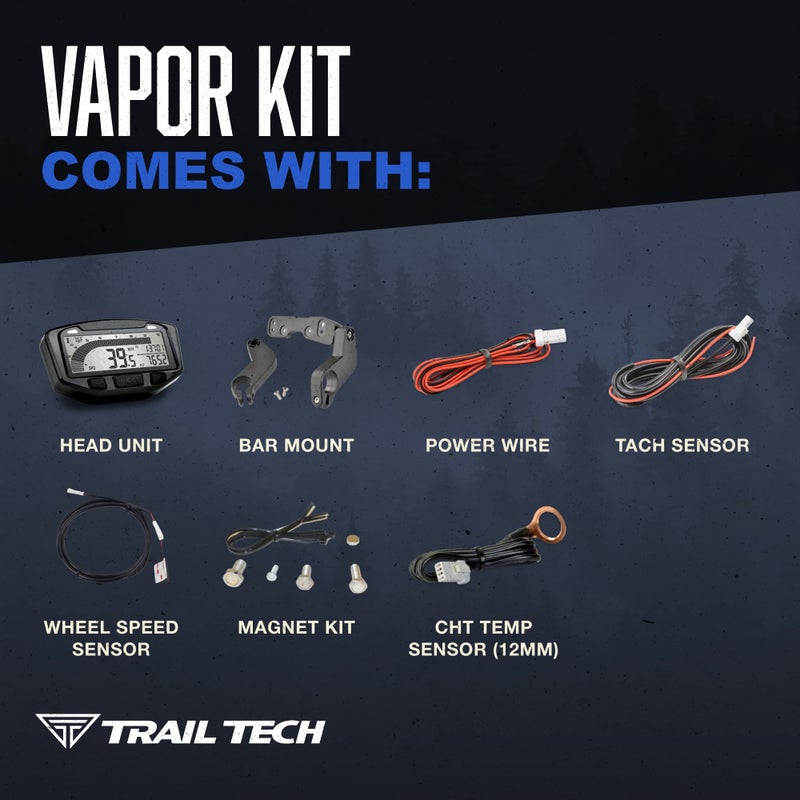 Trail Tech 752-116 Vapor Digital Speedometer Tachometer Gauge Kit, 2000-2019 Honda Yamaha Suzuki CRF DR200 TTR TW XT - Image 4